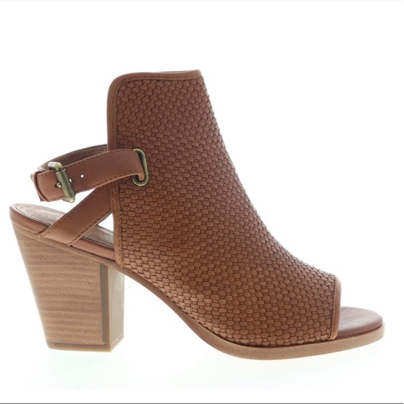 Frye Dani Woven Shield 70057 Brown Leather Open Toe Boot Sandal
